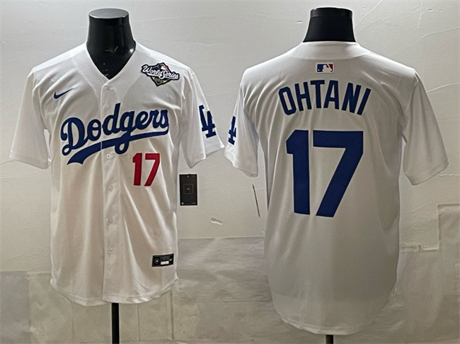 Men's Los Angeles Dodgers #17 Shohei Ohtani White 2025 World Series Home Limited Stitched Baseball Jersey Men's Los Angeles Dodgers #17 Shohei Ohtani White 2025 World Series Home Limited Stitched Baseball Jersey
